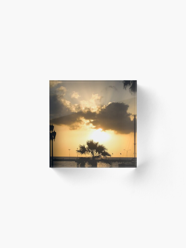 Alternate view of Aruba Caribbean sunset Acrylic Block