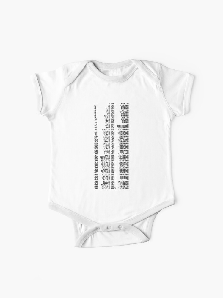 Binary Numbers 1 To 100 Baby One Piece By Frontiermm Redbubble