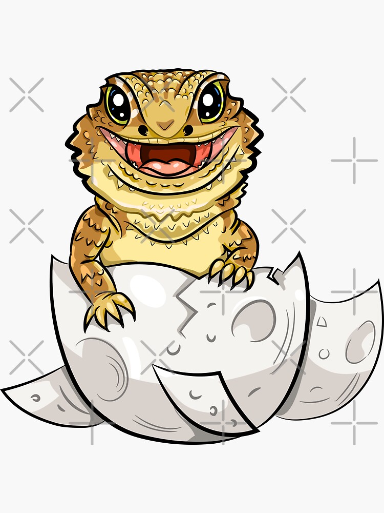 Thumbnail 3 of 3, Sticker, Cartoonish Bearded Dragon designed and sold by PogonaVitticeps.