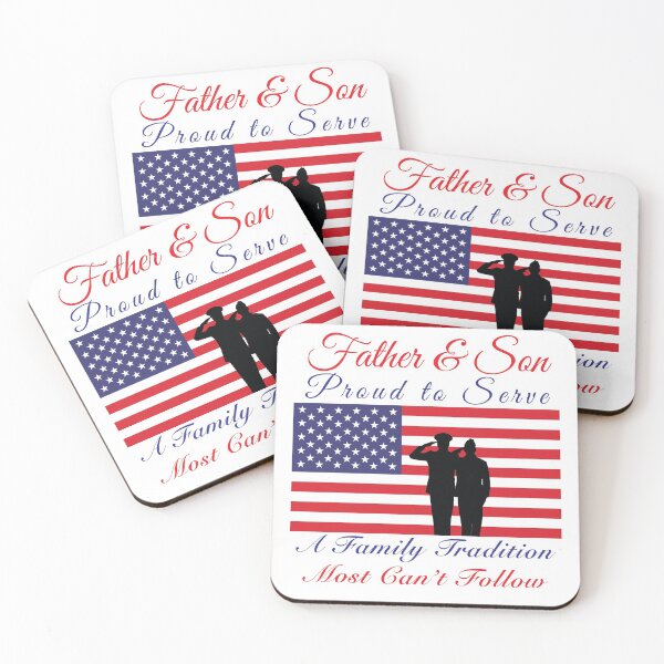 Item preview, Proud to Serve Military Family Tradition Father and Son Saluting US Flag designed and sold by MadMando.