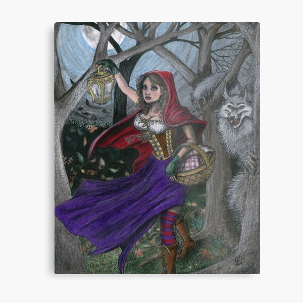Little Red and the Big Bad Wolf Metal Print