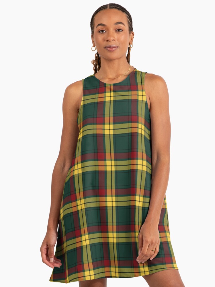 tartan a line dress Rihoas Crew Neck Plaid A-Line Mini Dress for Women, Black / L