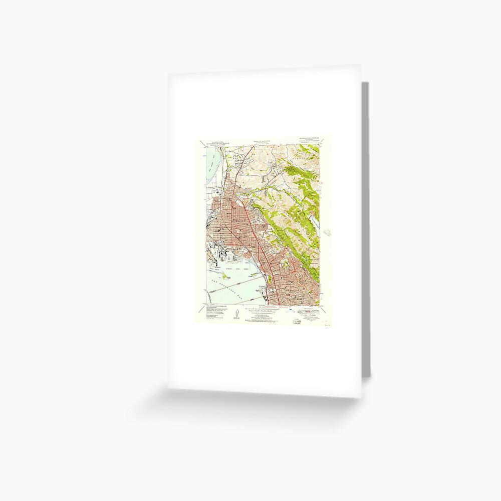 "Richmond, CA from 1947 Vintage Map High Quality" Greeting Card for