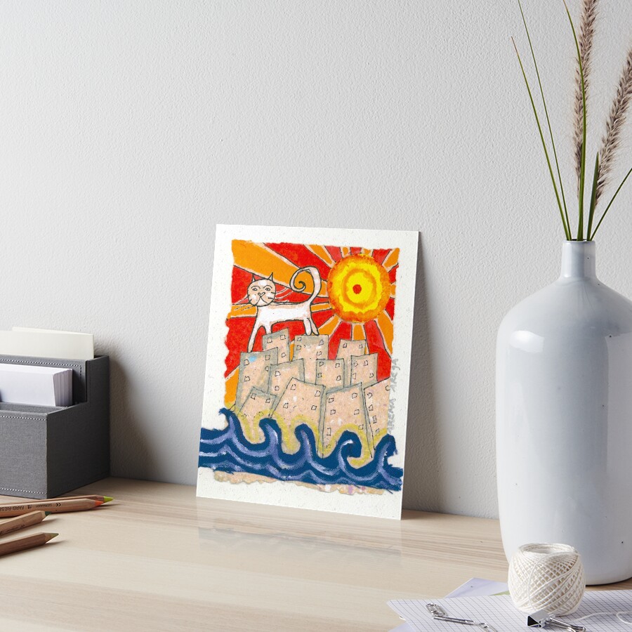 Gato en la ciudad Art Board Print