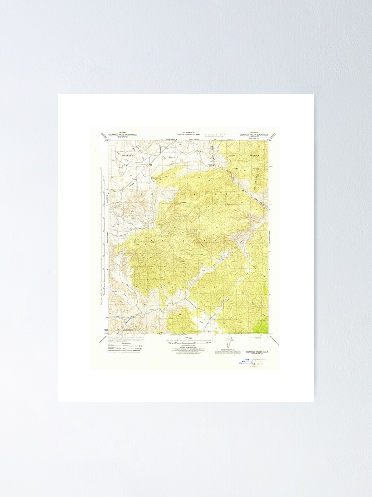 "Lockwood Valley, CA from 1944 Vintage Map High Quality" Poster for Sale by vintagemapmelt