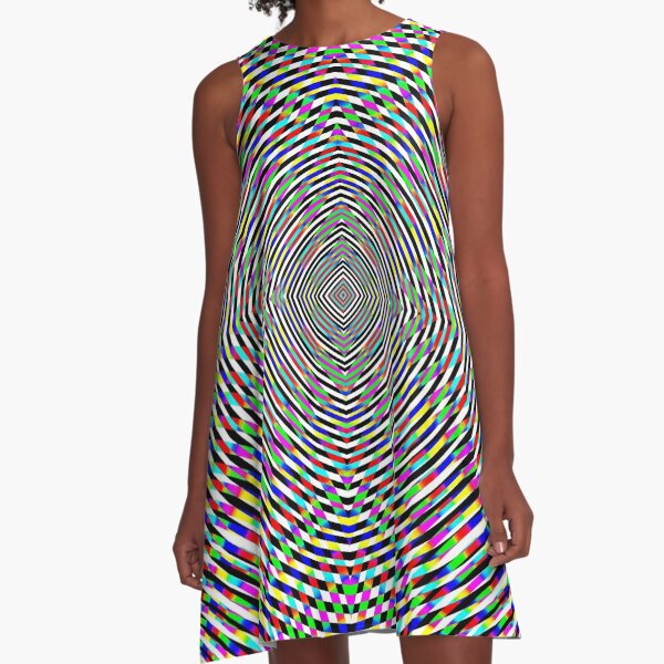 Visual arts, Optical illusion, Concentric Circles, Geometric Art, - концентрические круги A-Line Dress