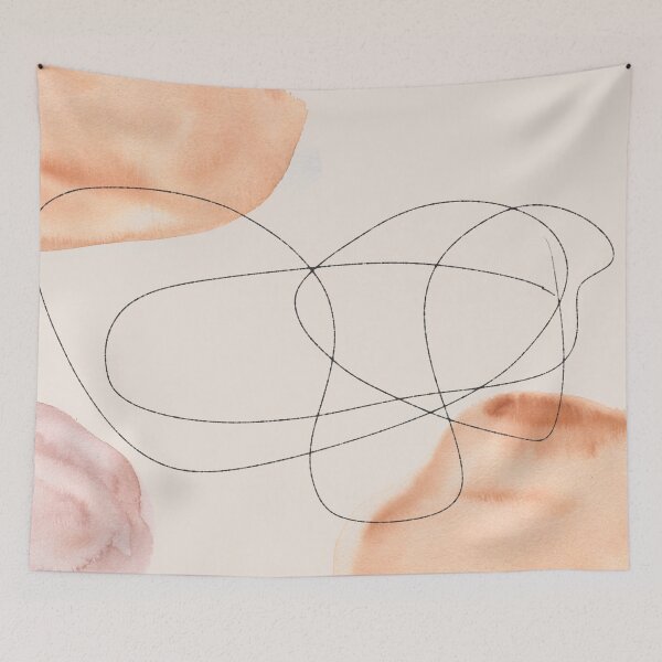 Item preview, Single Line Art with Watercolor Shapes designed and sold by PandaAvenue.