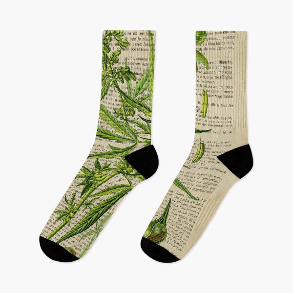 Item preview, Botanical print, on old book page - cannabis designed and sold by Art by Lilia.