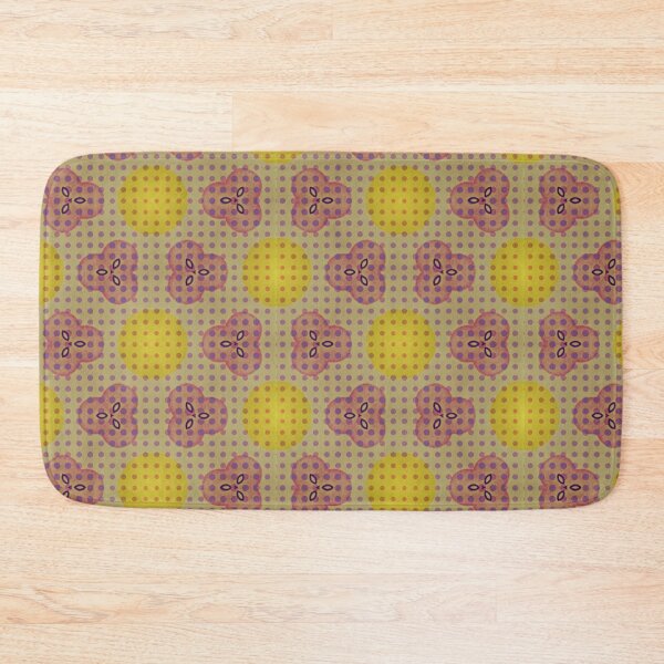 Artikelvorschau, Gelber Sun Geometrischer rosa Blumen-Polka Dot Repetitive Pattern Design entworfen und verkauft von CrystalRaen.