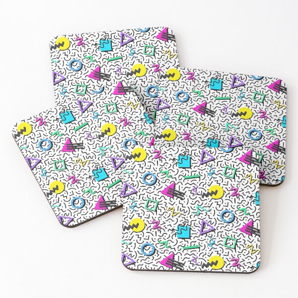 Item preview, 90s Kid Aesthetic Repeating Pattern ~ Nineties Abstract Shapes and Lines over Black and White Background designed and sold by Neon-Wolf.