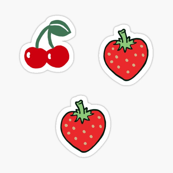 Cute whimsical strawberry sticker flower illustration FRESCA collection  Kate Michelle Design — Kate Michelle Design