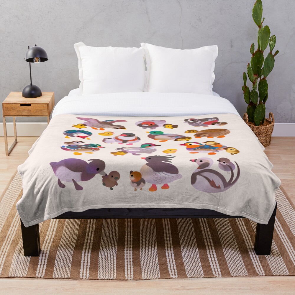 Duck and Duckling Throw Blanket