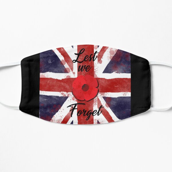 Lest we Forget with United Kingdom Flag Flat Mask
