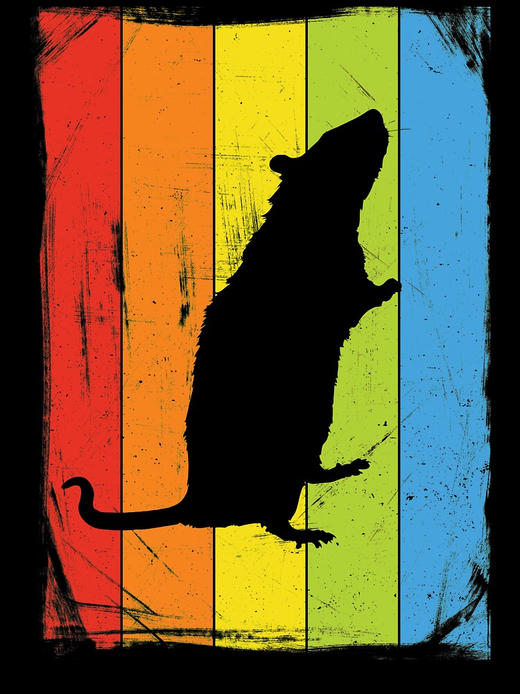 Rainbow Rat T-Shirt Distressed Style Colorful Animal Design Rainbow Rat T-Shirt Distressed Style Colorful Animal Design