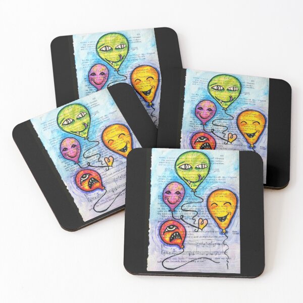 Item preview, Happy little balloons on a defaced book page designed and sold by TheUnDeadLady.