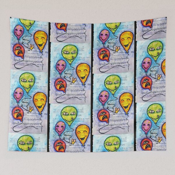 Item preview, Happy little balloons on a defaced book page designed and sold by TheUnDeadLady.