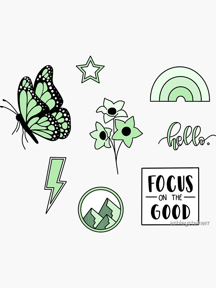 Green Aesthetic Sticker Pack Sticker For Sale By Ashleysteinerr Redbubble