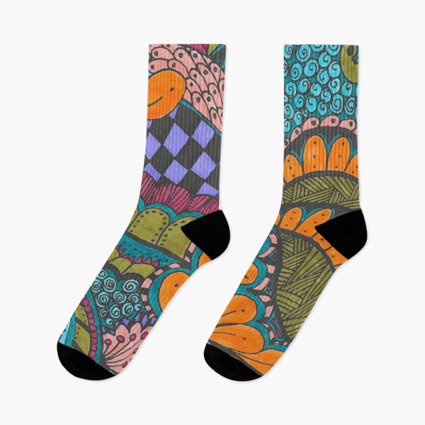 Item preview, Bright Floral Doodle with Geometric Shapes designed and sold by CrystalRaen.