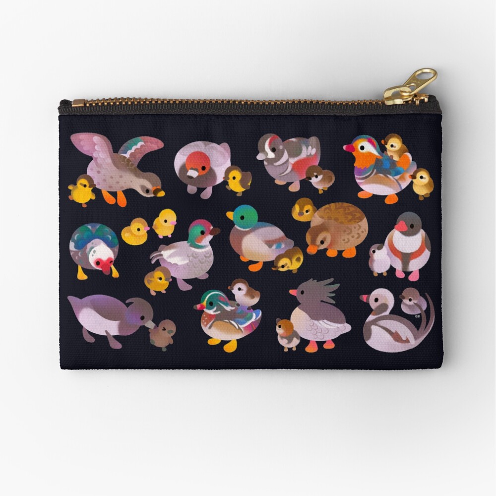 Duck and Duckling - dark Zipper Pouch