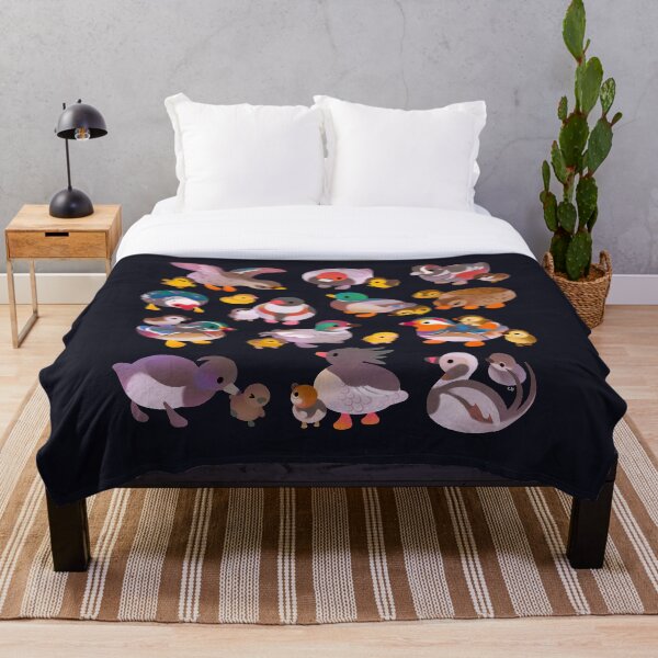 Duck and Duckling - dark Throw Blanket