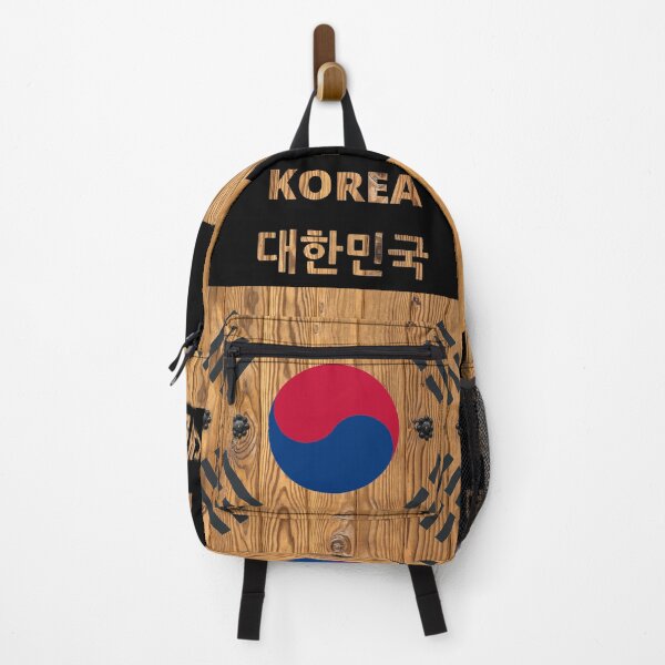 Item preview, Korean flag with traditional wooden door theme designed and sold by K-LetterCo.