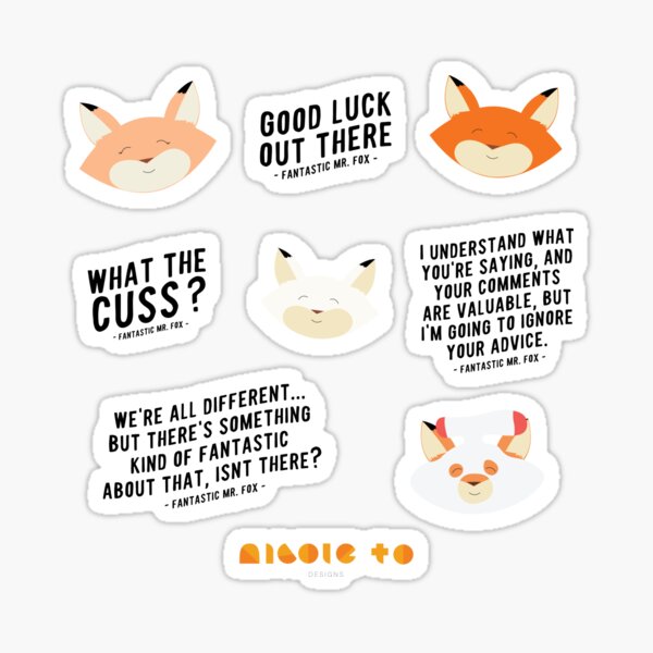 Mr. Fox Movie Quotes Pack Sticker