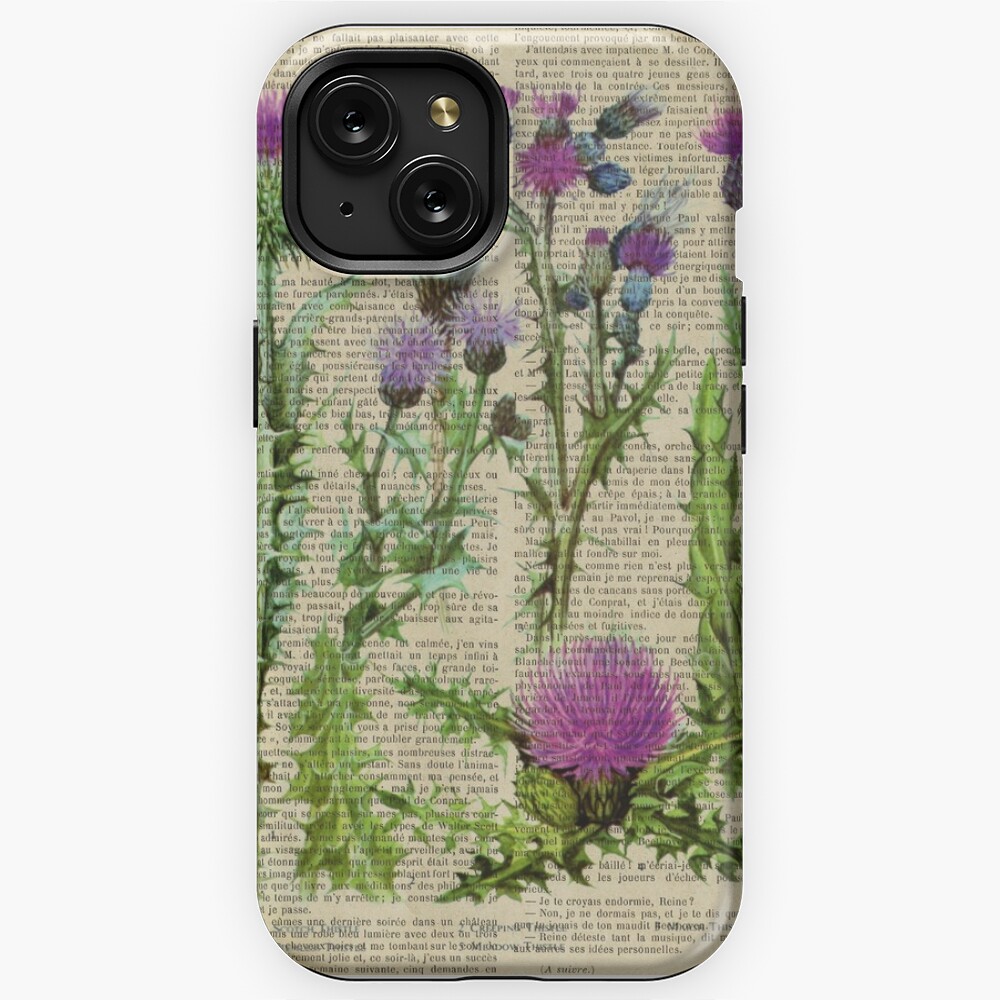 Botanical print, on old book page iPhone Case for Sale by Art Dream Studio