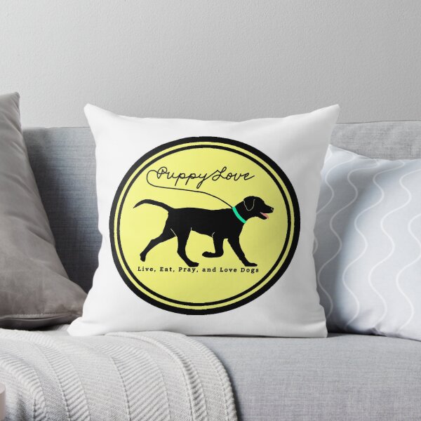 puppy love dog walking Throw Pillow