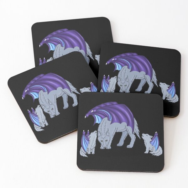 Item preview, Wolf and cubs with wings designed and sold by Melanie Jeyakkumar.