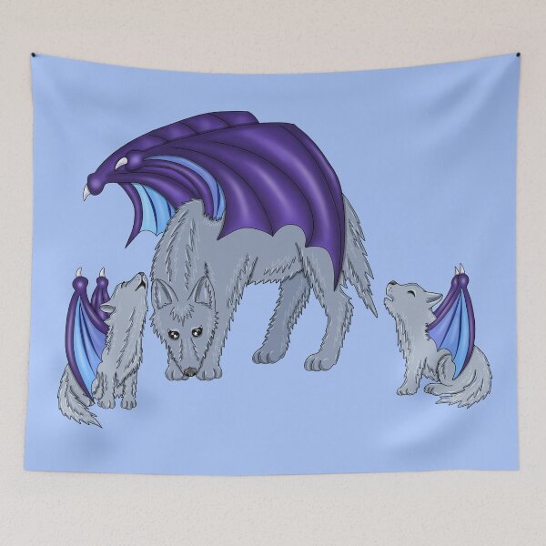 Item preview, Wolf and cubs with wings designed and sold by Melanie Jeyakkumar.