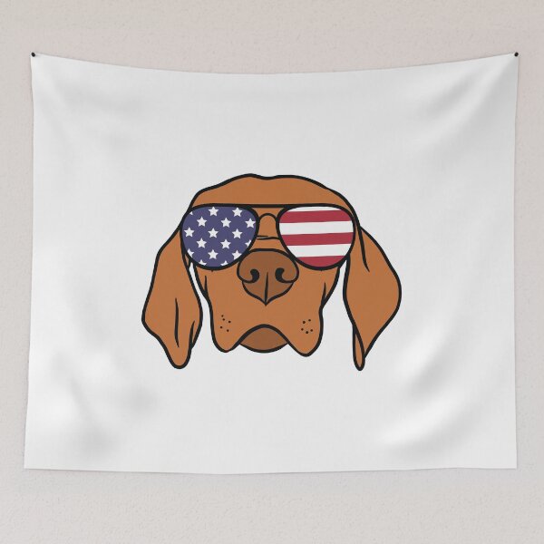 Item preview, Vizsla Dog with American Flag Sunglasses designed and sold by EstelleStar.