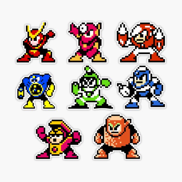 Mega man 2 Robot masters stickers Sticker for Sale by gitarus