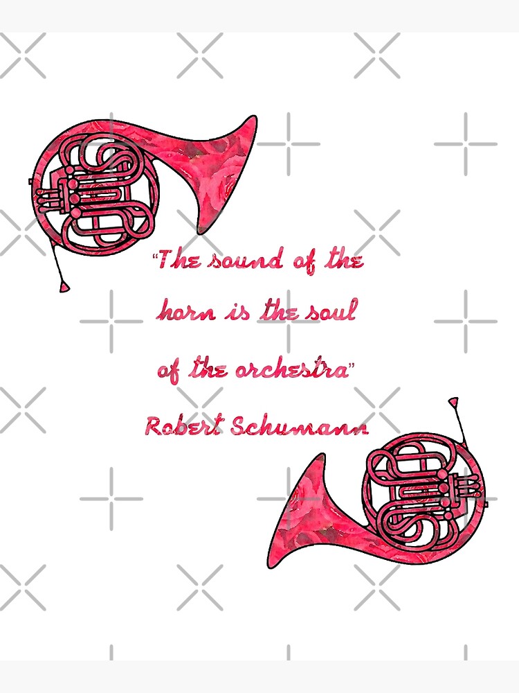 "French Horn, Quote Robert Schumann" Mounted Print for Sale by