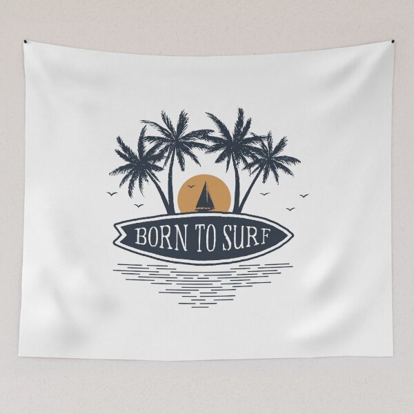 Item preview, Sunset On Beach. Born To Surf. Motivational Quote. Double Exposure Style designed and sold by Sloth Astronaut.