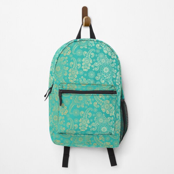 Item preview, Golden Luxury Paisley on Turquoise Background designed and sold by Gerson Ramos.