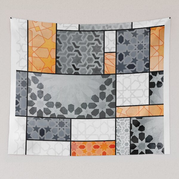 Item preview, oriental pattern patchwork design -geometric mosaic designed and sold by ohaniki.