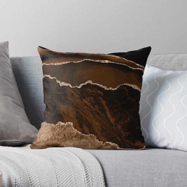 Abstract Brown & Gold Modern Geode Agate Design Throw Pillow