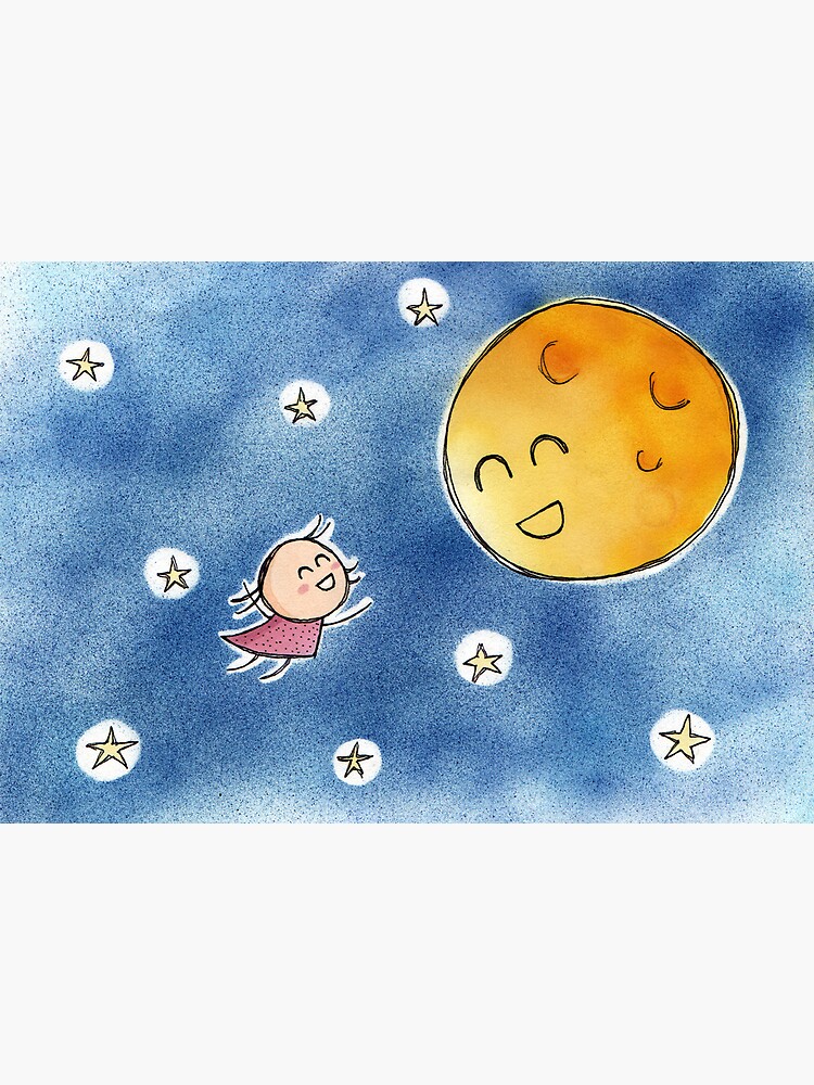 Thumbnail 7 of 7, Framed Art Print, Hello Moon Friend designed and sold by Cheeseness.