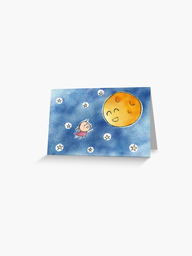 Thumbnail 1 of 2, Greeting Card, Hello Moon Friend designed and sold by Cheeseness.