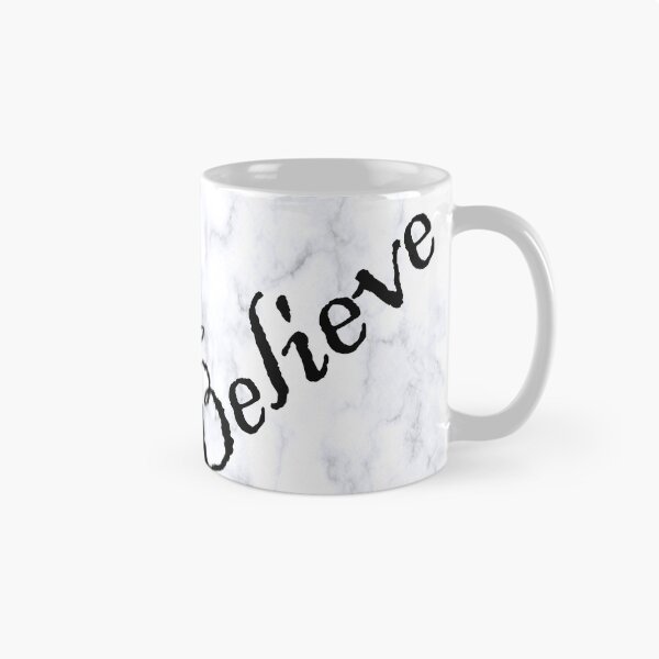 Item preview, Believe Message, Faith, Hope, Inspirational Graphic Art White Marble Designed Background, Black Lettering: Clothing, Home Decor, Phone Cases, Face Masks & More! designed and sold by Cute & Sassy Custom Gifting Boutiques.