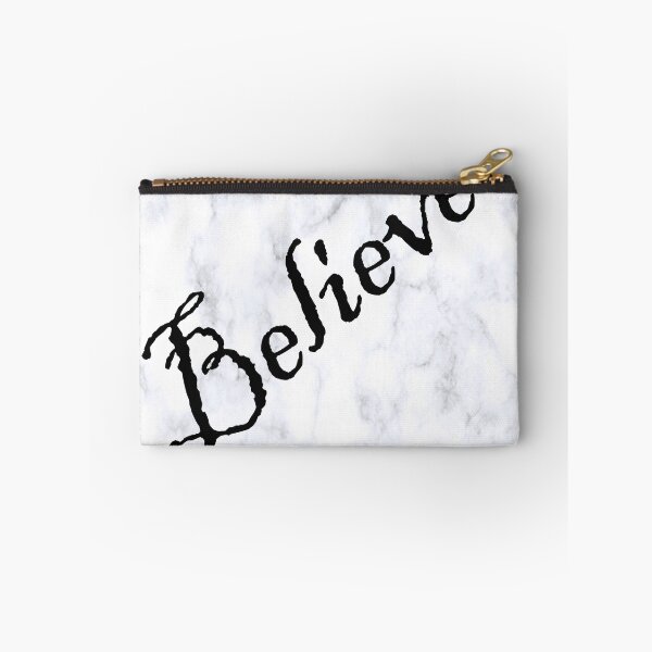 Item preview, Believe Message, Faith, Hope, Inspirational Graphic Art White Marble Designed Background, Black Lettering: Clothing, Home Decor, Phone Cases, Face Masks & More! designed and sold by Cute & Sassy Custom Gifting Boutiques.