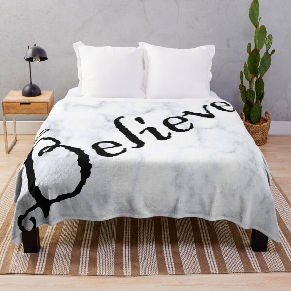 Item preview, Believe Message, Faith, Hope, Inspirational Graphic Art White Marble Designed Background, Black Lettering: Clothing, Home Decor, Phone Cases, Face Masks & More! designed and sold by Cute & Sassy Custom Gifting Boutiques.