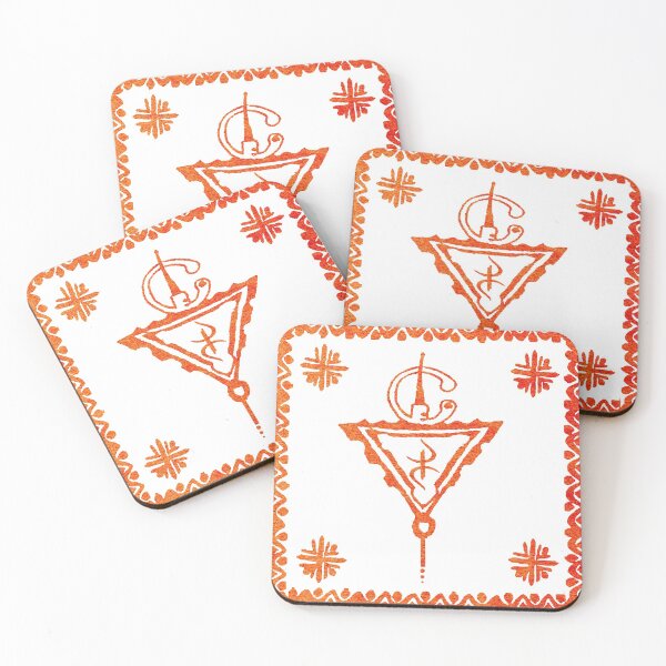Item preview, Moroccan Inspiration - Fibula and Berber drawings Orange pattern designed and sold by RabiaDesigns.