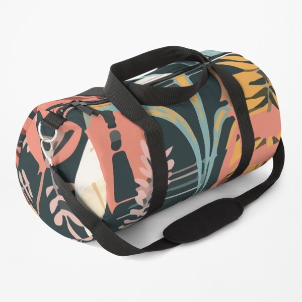 Colorful tropical seamless pattern with plants leaves abstraction Duffle Bag