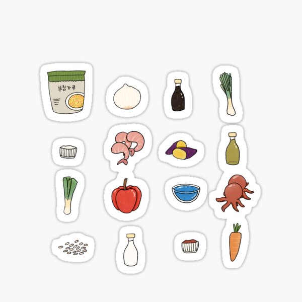 Food Ingredients Sticker Pack 2 for Seafood Pancake or Hameul Pajeon Sticker