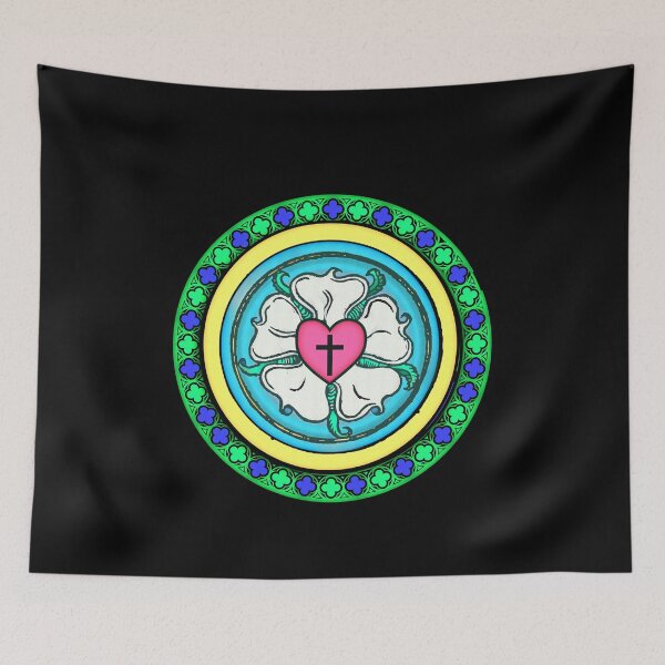 Item preview, Martin Luther Rose Lutheran Symbol Stained Glass Window Look 5 Solas designed and sold by funnytshirtemp.