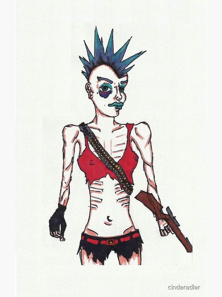 Zombie Survivor Punk Girl Greeting Card