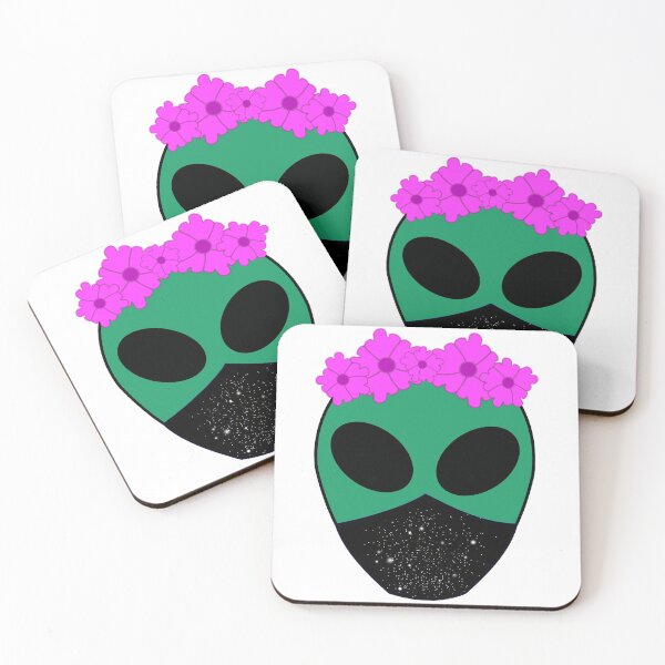 Item preview, Aesthetic alien wearing galaxy mask and flower crown. designed and sold by Robyn18.