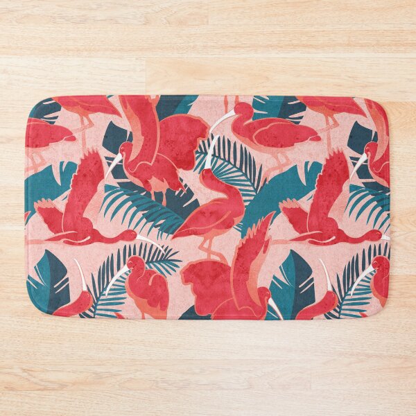 Item preview, Luxurious Scarlet Ibis // pink background teal vegetation metal rose and red guará large birds designed and sold by SelmaCardoso.