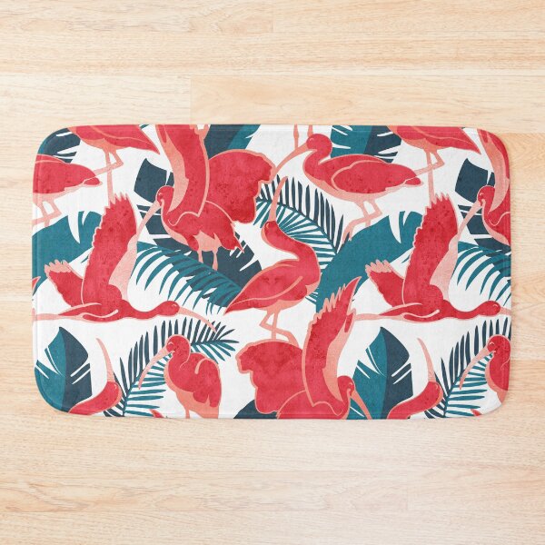 Item preview, Luxurious Scarlet Ibis // white background teal vegetation metal rose and red guará large birds designed and sold by SelmaCardoso.